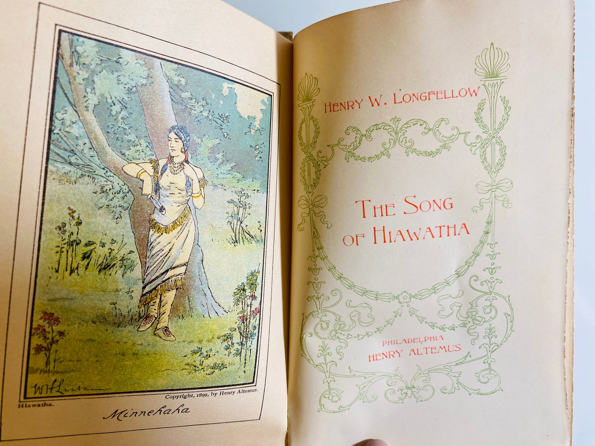 Song of Hiawatha by Henry Wadsworth Longfellow GORGEOUS small vintage book circa 1898 Gilt Embossed Cover Antique published by Henry Altemus