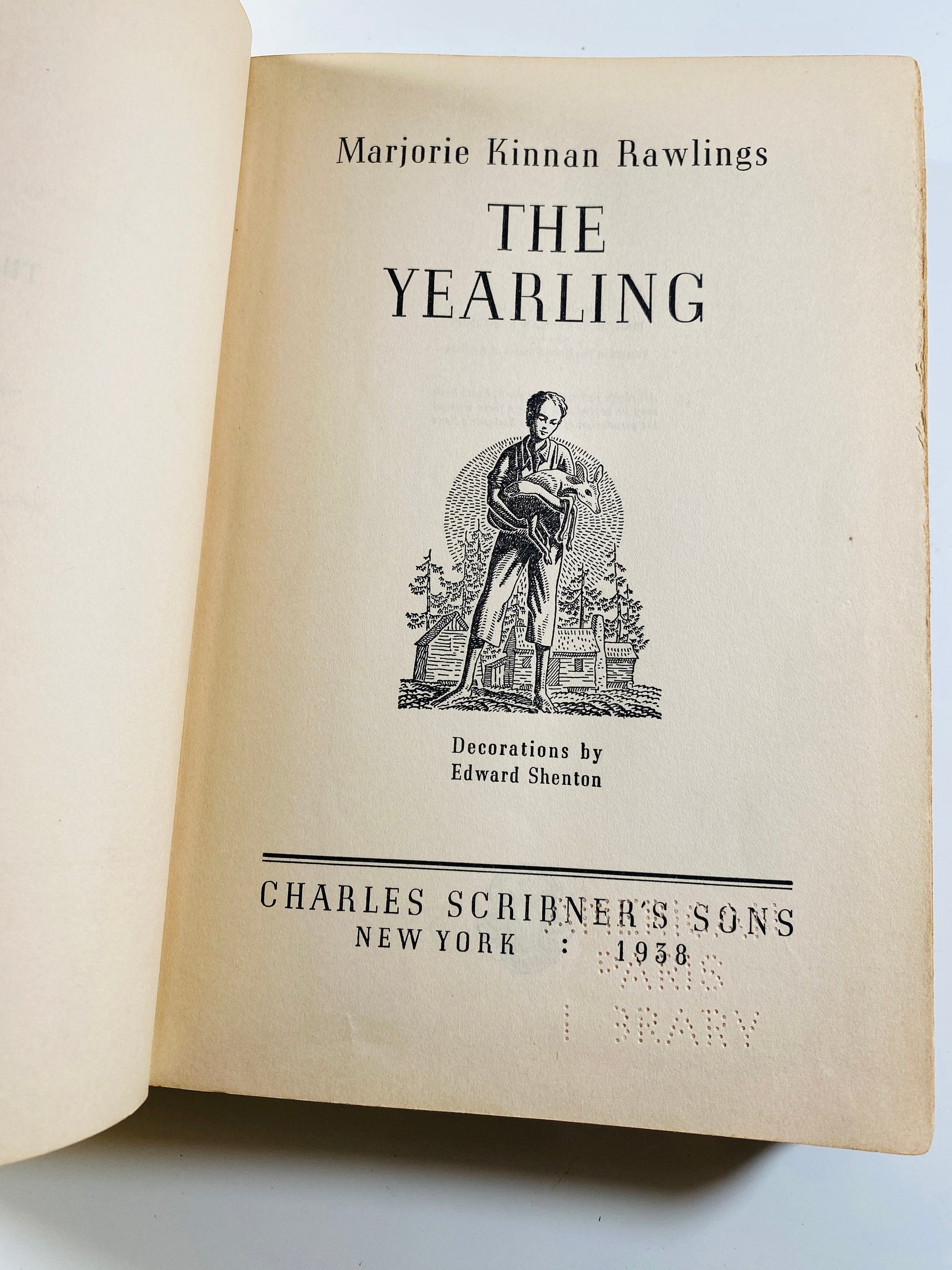 The Yearling FIRST EDITION Vintage Marjorie Kennan Rawlings book circa 1938. Pulitzer Prize Iconic novel set about fawn in northern Florida