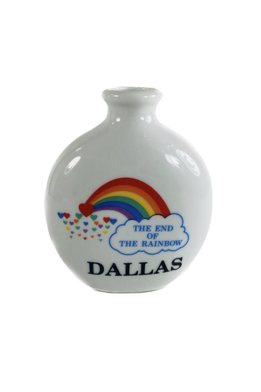 Vintage rainbow vase circa 1980 Dallas Texas Papel hand decorated Made in the USA Retro decor & nostalgia LGBTQ. New dorm home gift