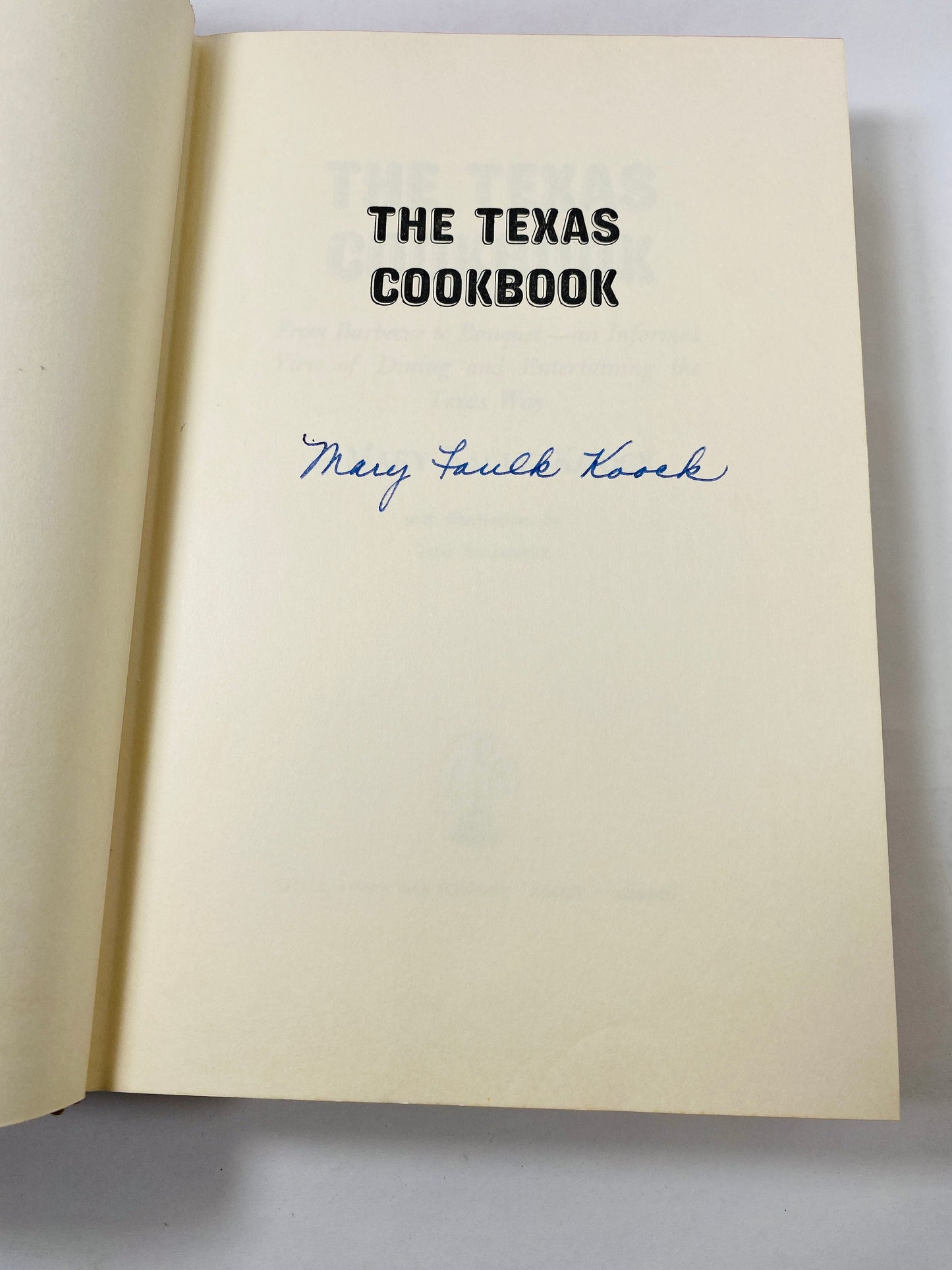 SIGNED Texas Cookbook FIRST EDITION Barbecue to Banquet vintage book circa 1965 by Mary Faulk Koock Christmas gift