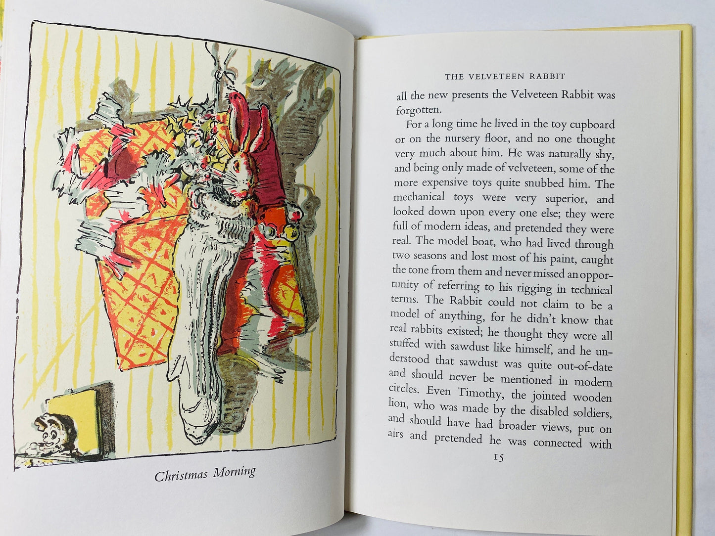 1982 Velveteen Rabbit vintage children's book by Margery Williams Nursery home bookshelf yellow decor elementary toddler school reading