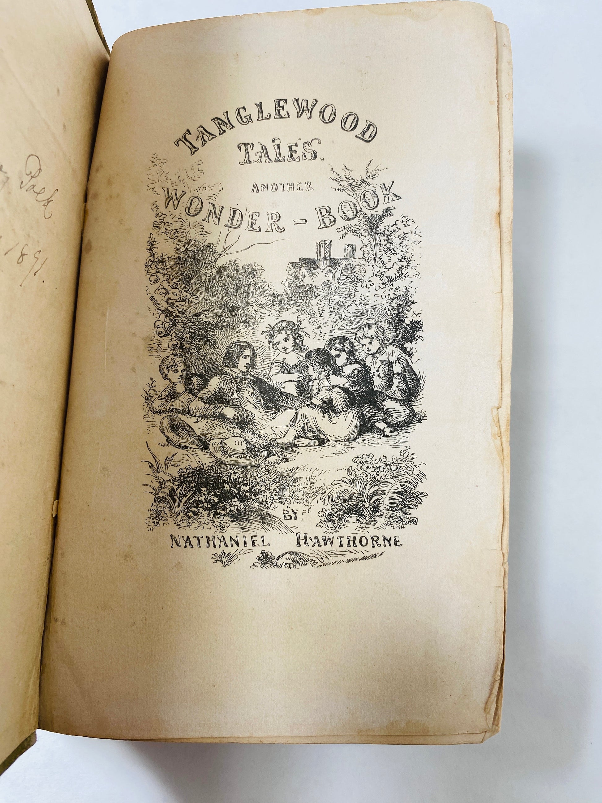 Tanglewood Tales by antique Nathaniel Hawthorne Vintage Book circa 1881 Gorgeous bookshelf decor gift