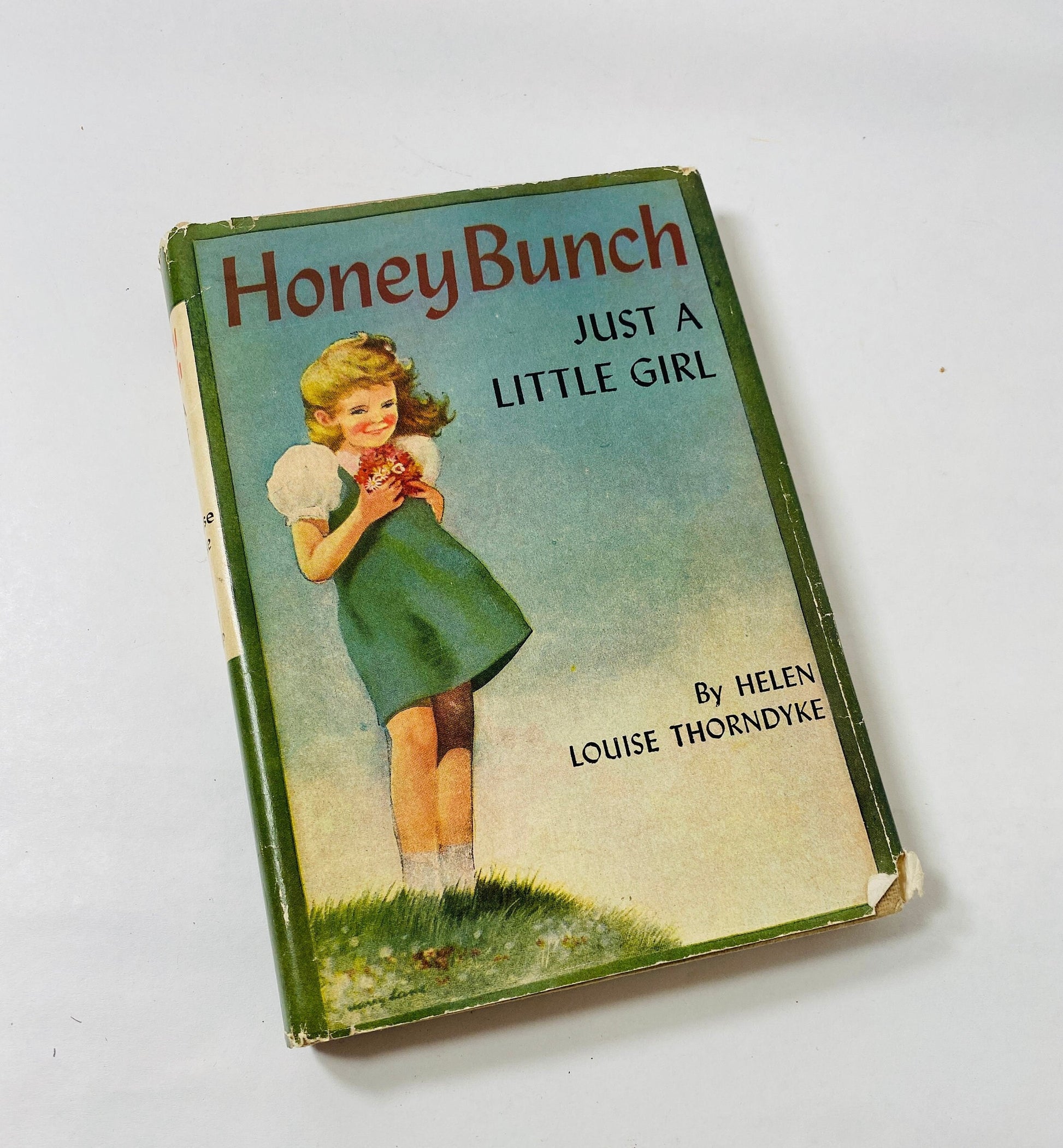 Honey Bunch vintage book circa 1948 with dust jacket by Helen Louise Thorndyke Tan Cloth Bound Vintage Mystery Stories. Laura Lee Hope.