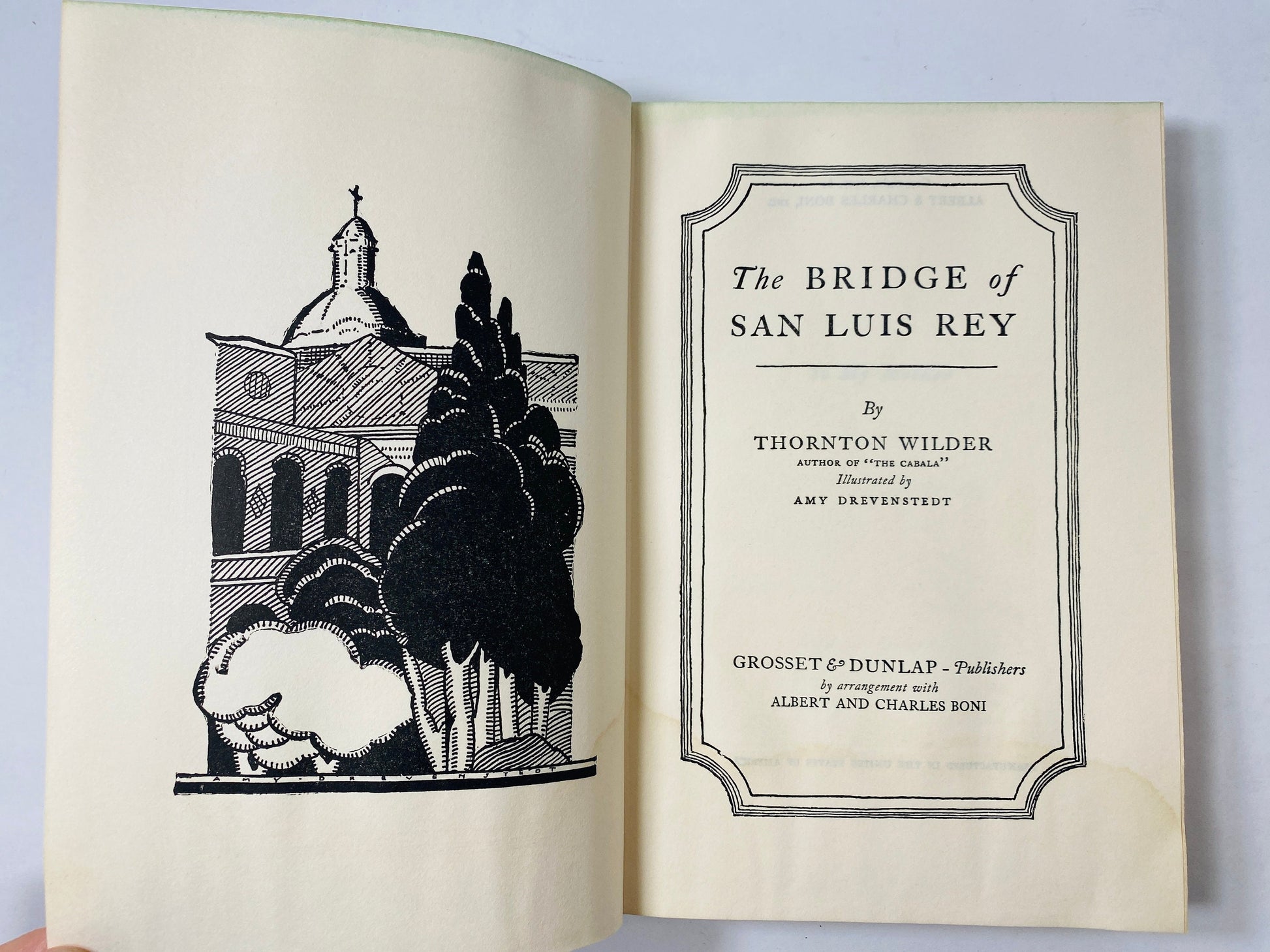 The Bridge of San Luis Rey circa 1928 EARLY PRINTING Pulitzer Prize vintage book by Thornton Wilder POOR Condition. All pages present.