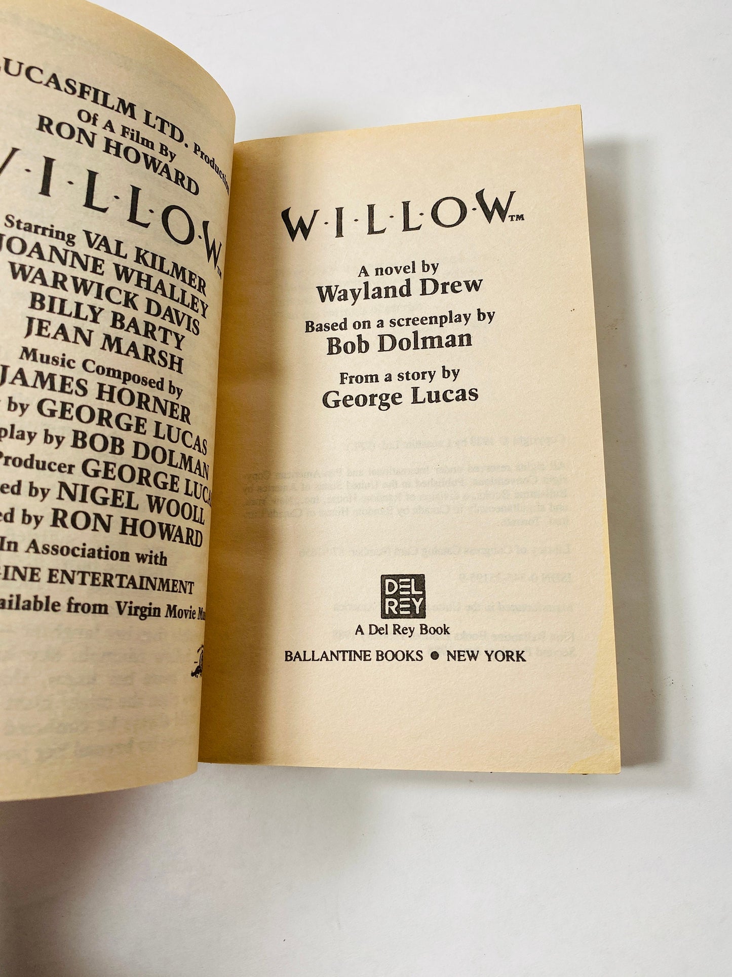 Willow vintage paperback book by Wayland Drew featuring movie cover by George Lucas circa 1988 Science Fiction collectible gift