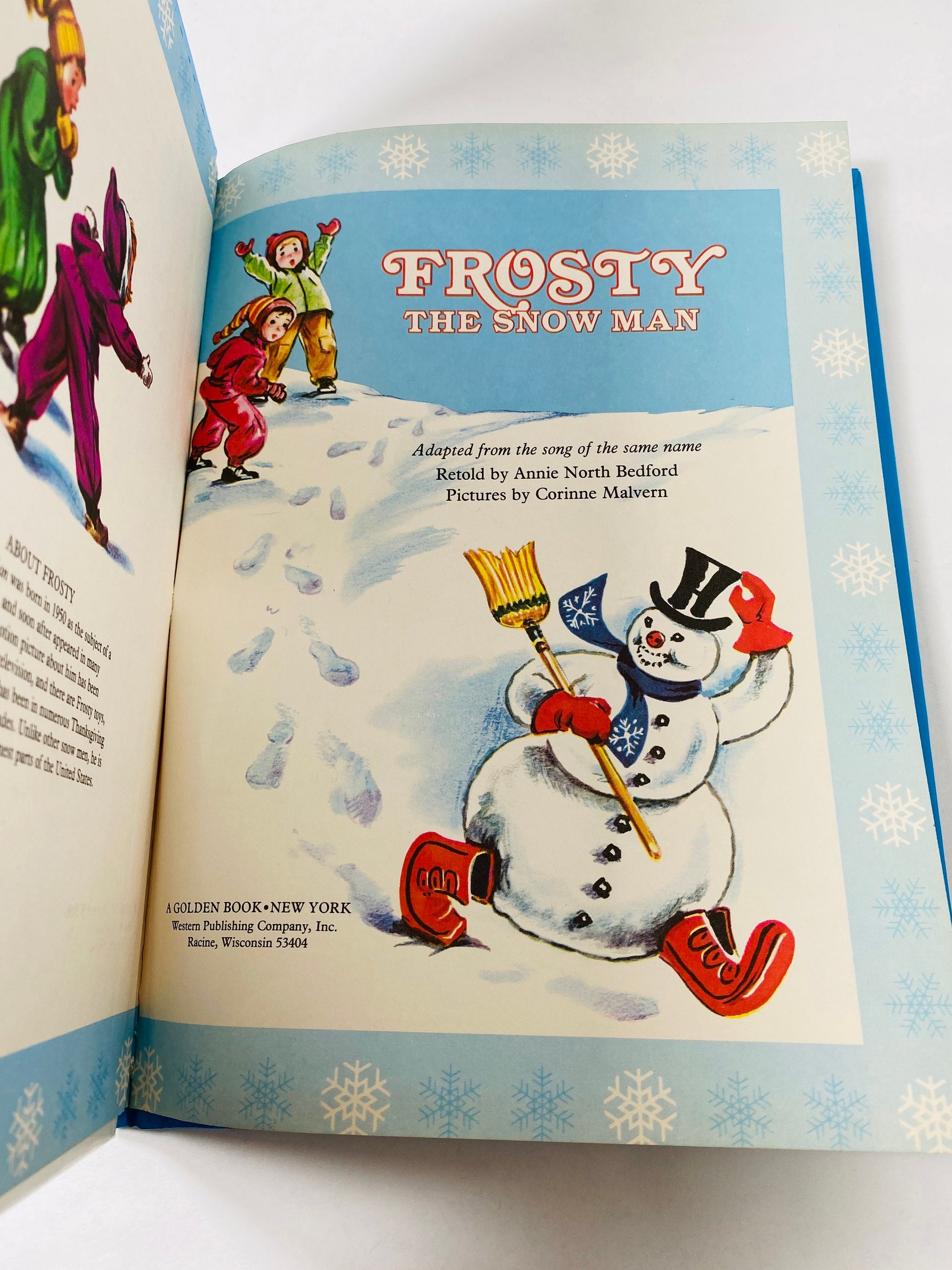Frosty the Snowman vintage children's Golden Christmas book circa 1984. Connie Malvern Snow Man