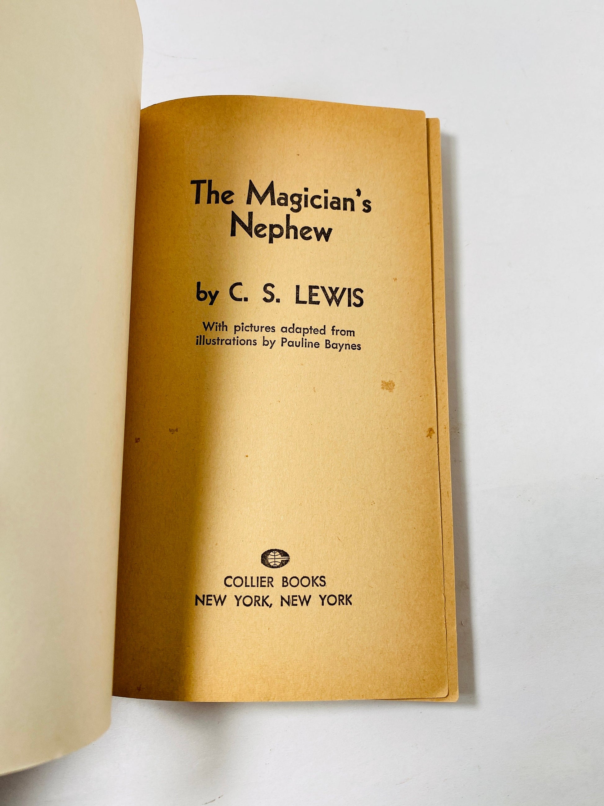 Magician's Nephew vinage paperback book by CS Lewis circa 1973 part of Chronicles of Narnia Series Lion the Witch and the Wardrobe Collier