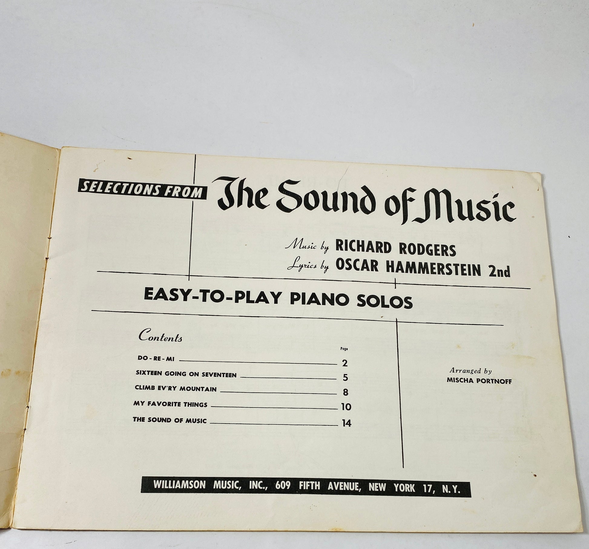 1959 Sound of Music Julie Andrews movie piano selections ORIGINAL music by Rodgers & Hammerstein score