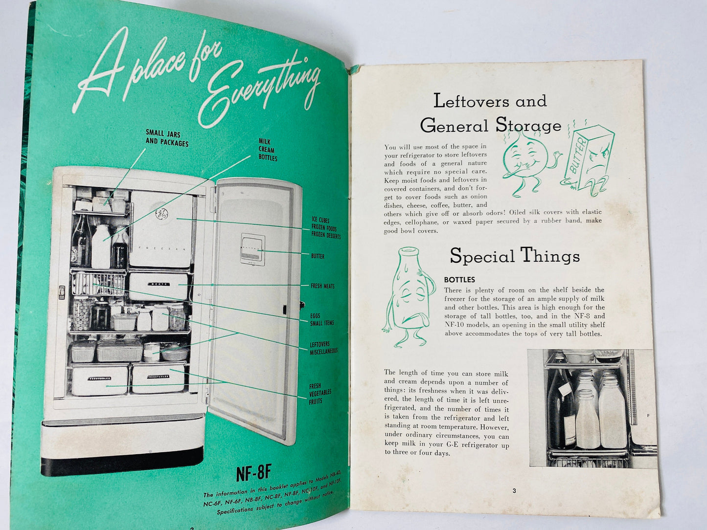 1949 GE Space Maker vintage electric refrigerator Owners Manual booklet Retro kitchen collectible