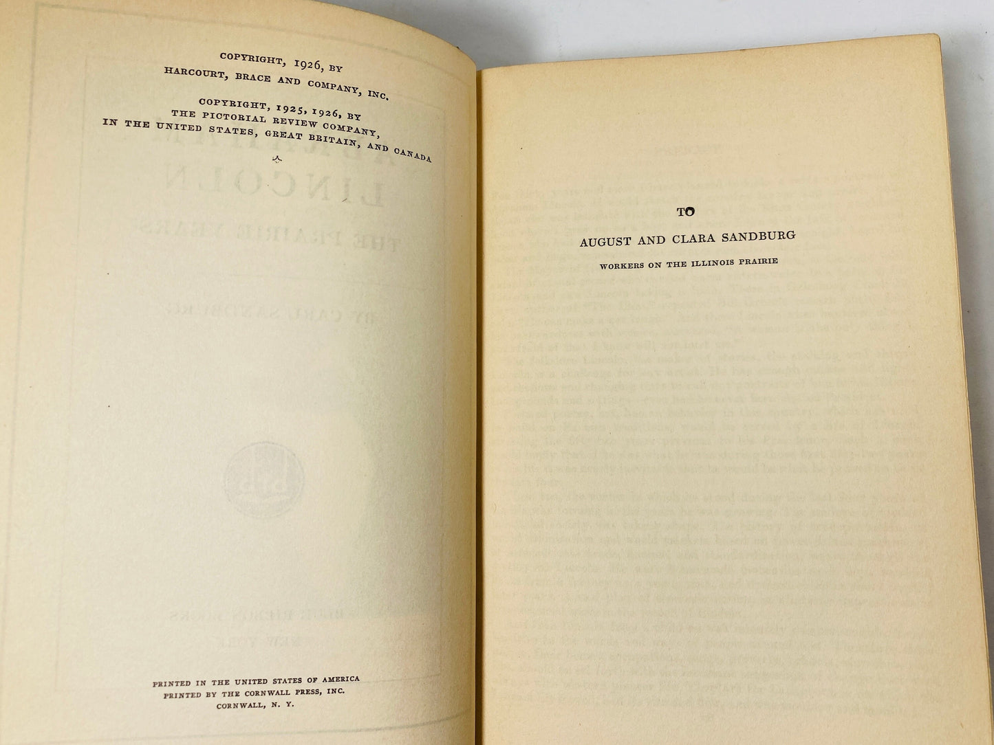 1926 Abraham Lincoln by Carl Sandburg Prairie Years and the War Years Beautiful green vintage FIRST EDITION book Civil War