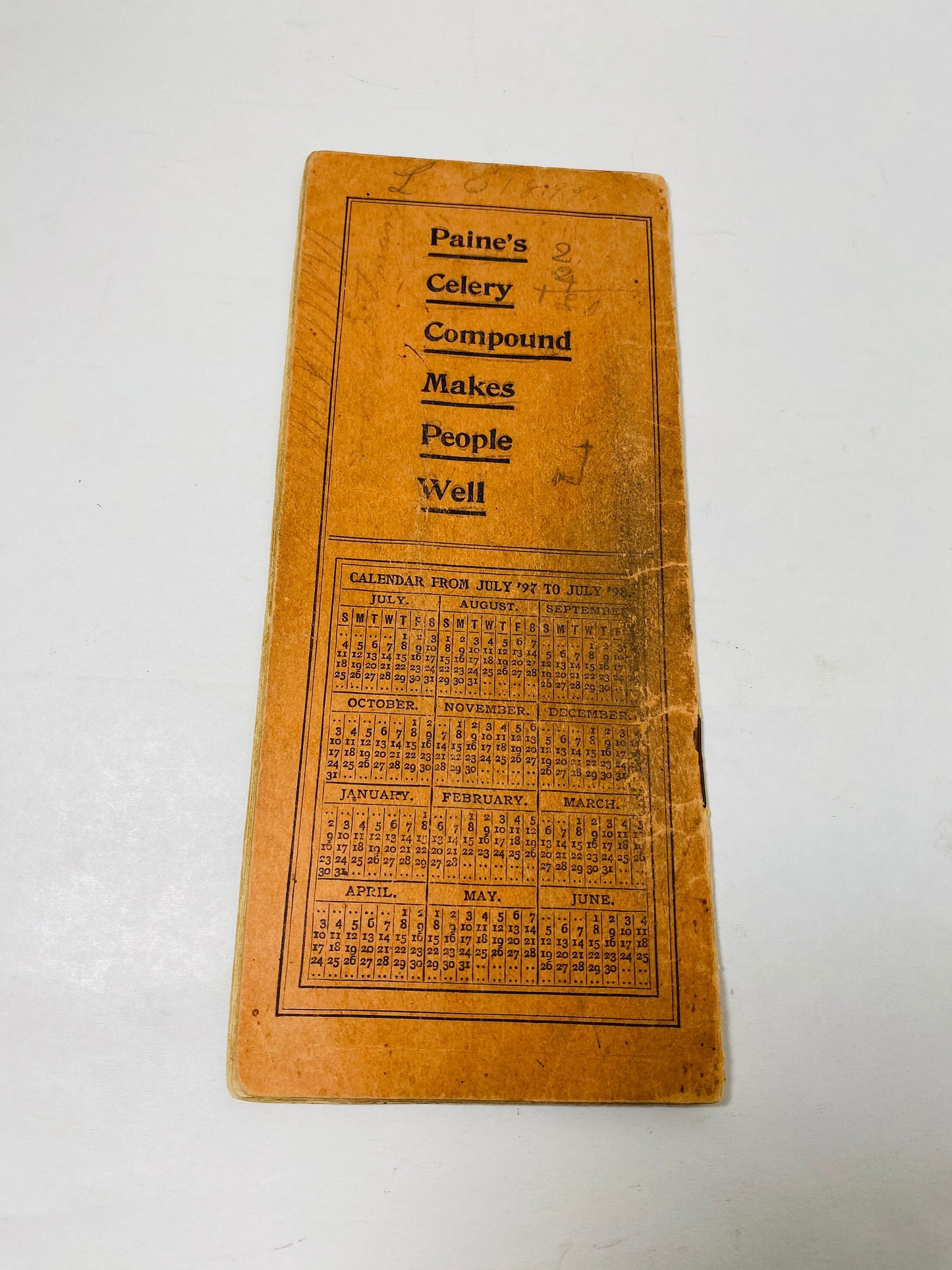 1896 Antique handwritten druggist Clinton E Main of Frederick Maryland cash book published by Wells, Richardson & Co, Burlington