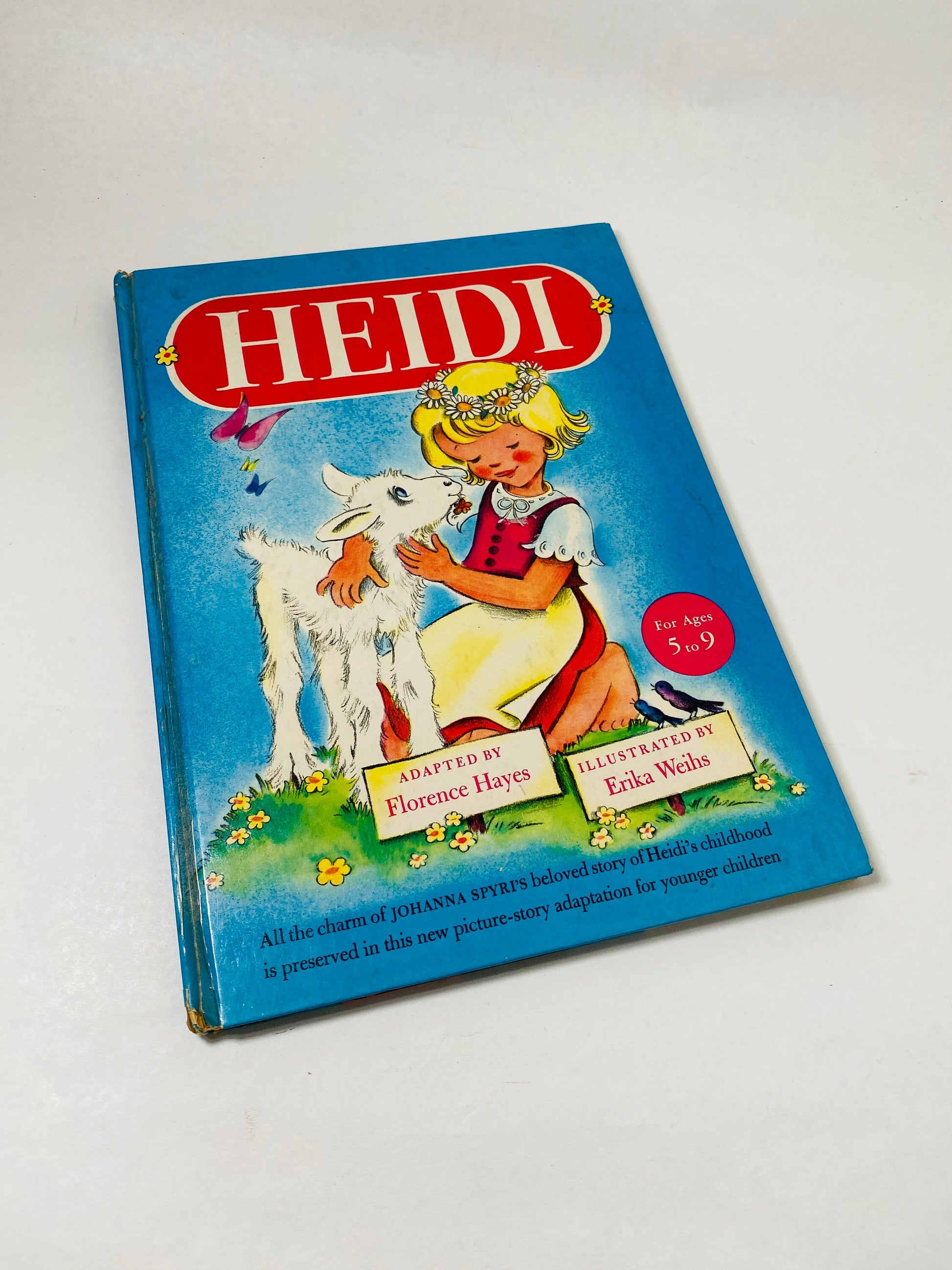 Heidi vintage Illustrated book circa 1946 by Johanna Spyri adapted by Florence Hayes illustrated by Erika Wihs Children's nursery decor