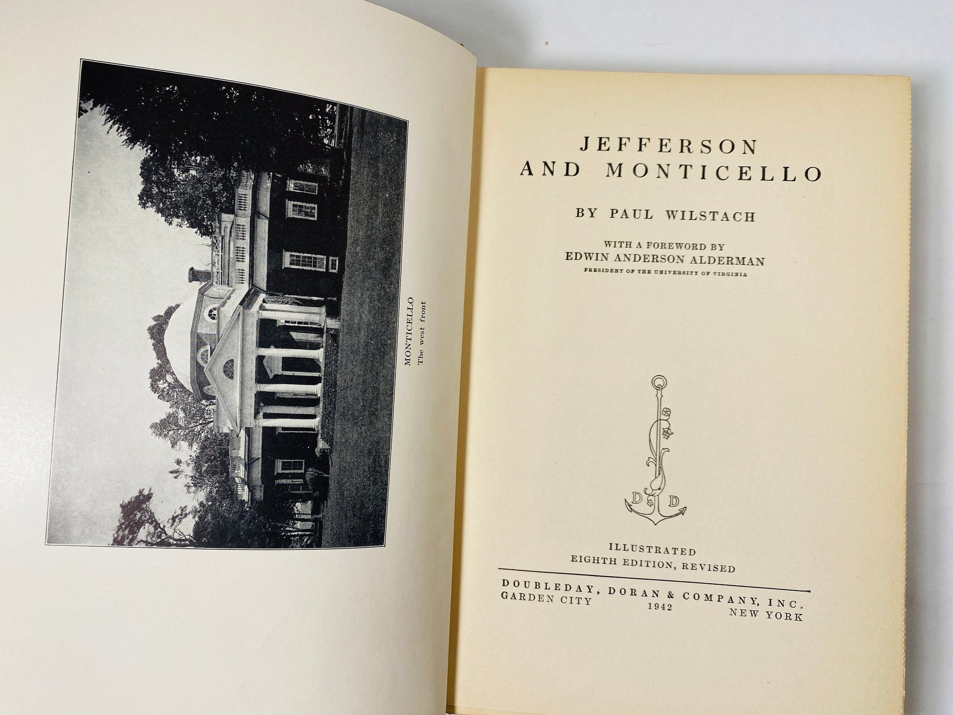 1929 SIGNED Thomas Jefferson and Monticello vintage book by Paul Wilstach Intimate History FIRST EDITION antique Presidential biography