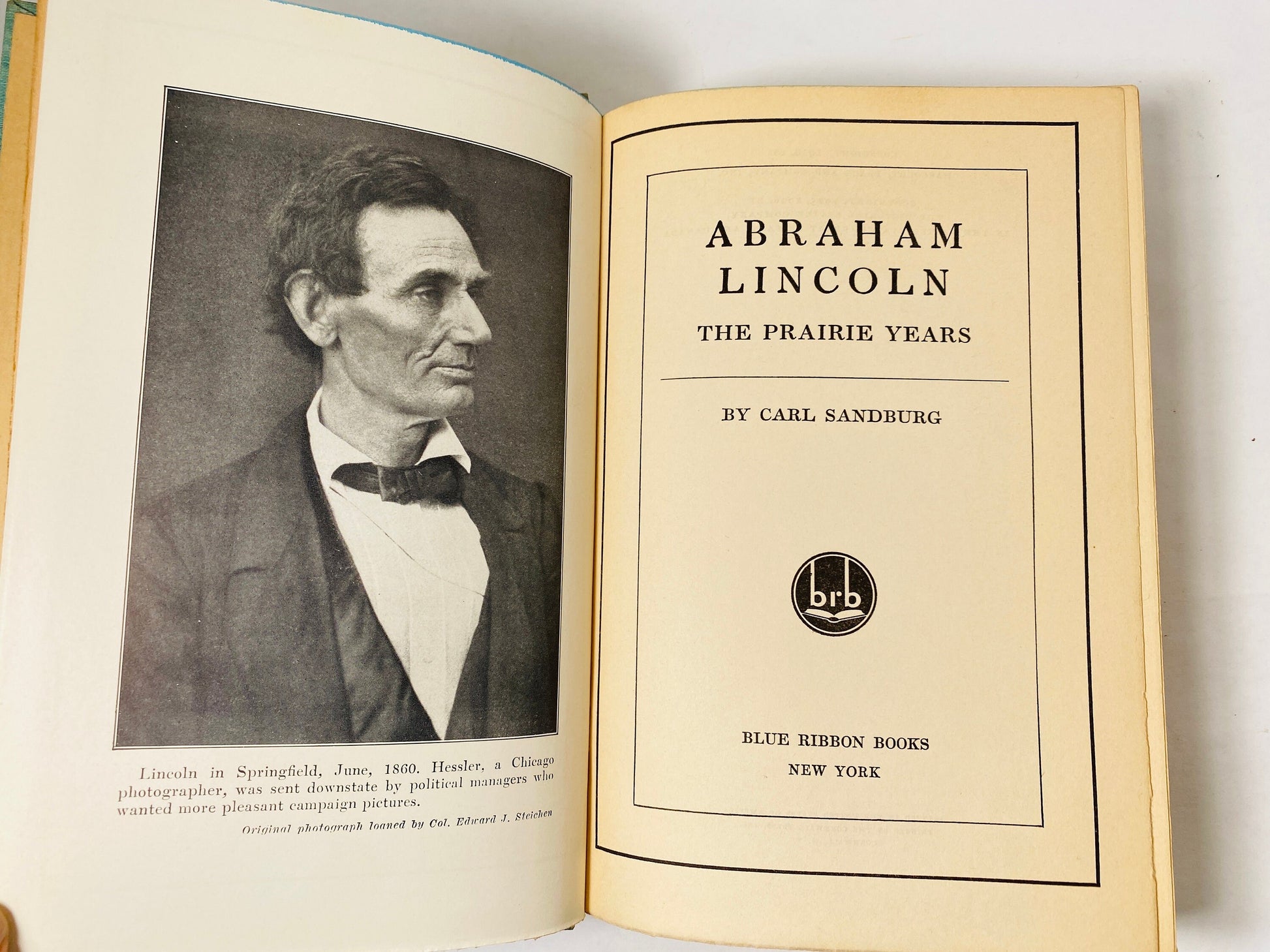 1926 Abraham Lincoln by Carl Sandburg Prairie Years and the War Years Beautiful green vintage FIRST EDITION book Civil War