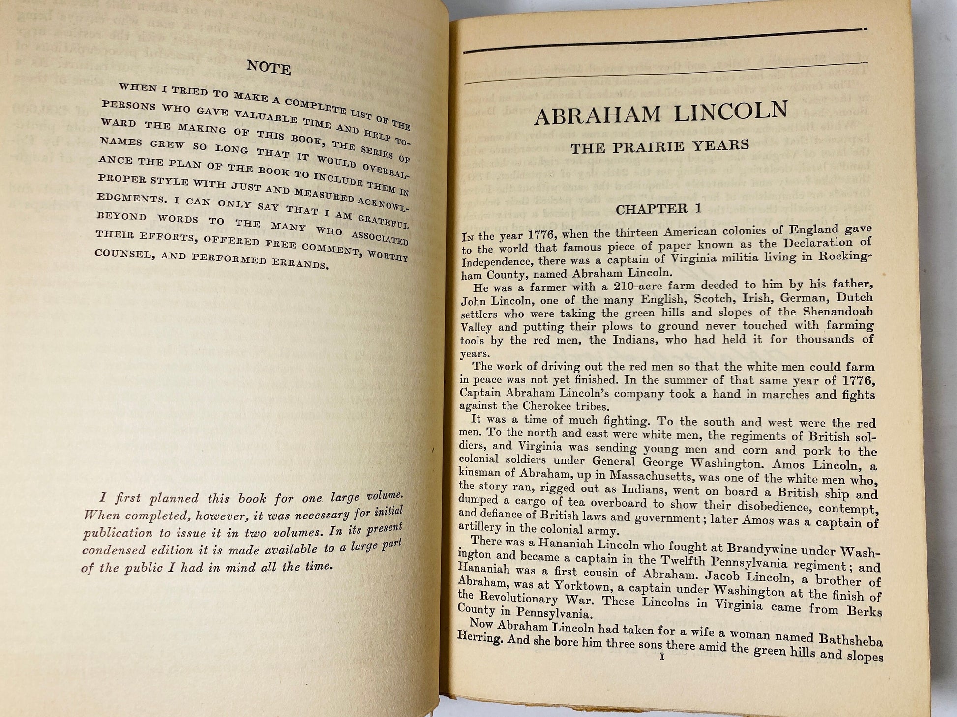 1926 Abraham Lincoln by Carl Sandburg Prairie Years and the War Years Beautiful green vintage FIRST EDITION book Civil War