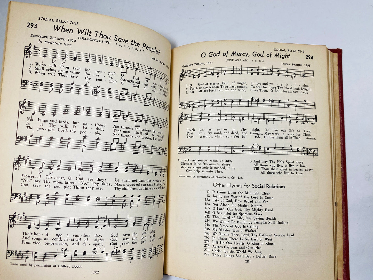 Vintage early revival songbook circa 1948 Church School hymnal by Muhlenberg Christian music book red home decor prop
