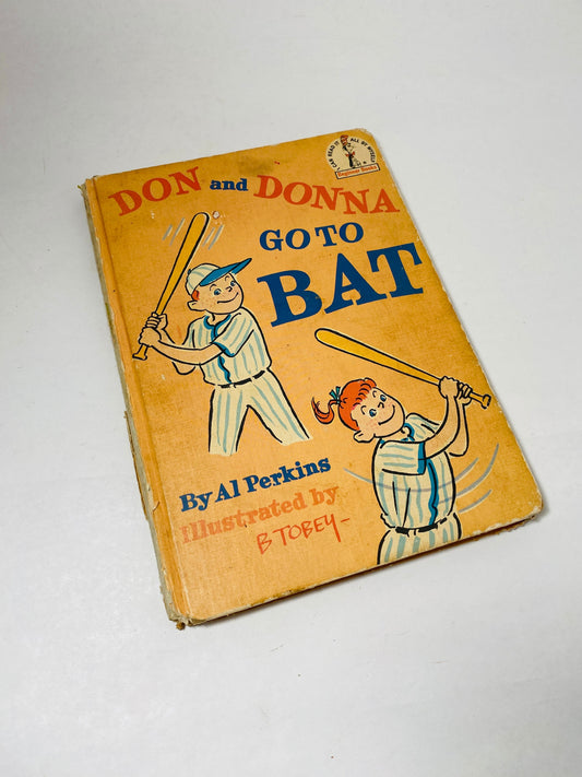 1966 Don and Donna Go to Bat vintage children's Dr Seuss Beginner Book Al Perkins Tobey about a girl who wants to play baseball on boys team