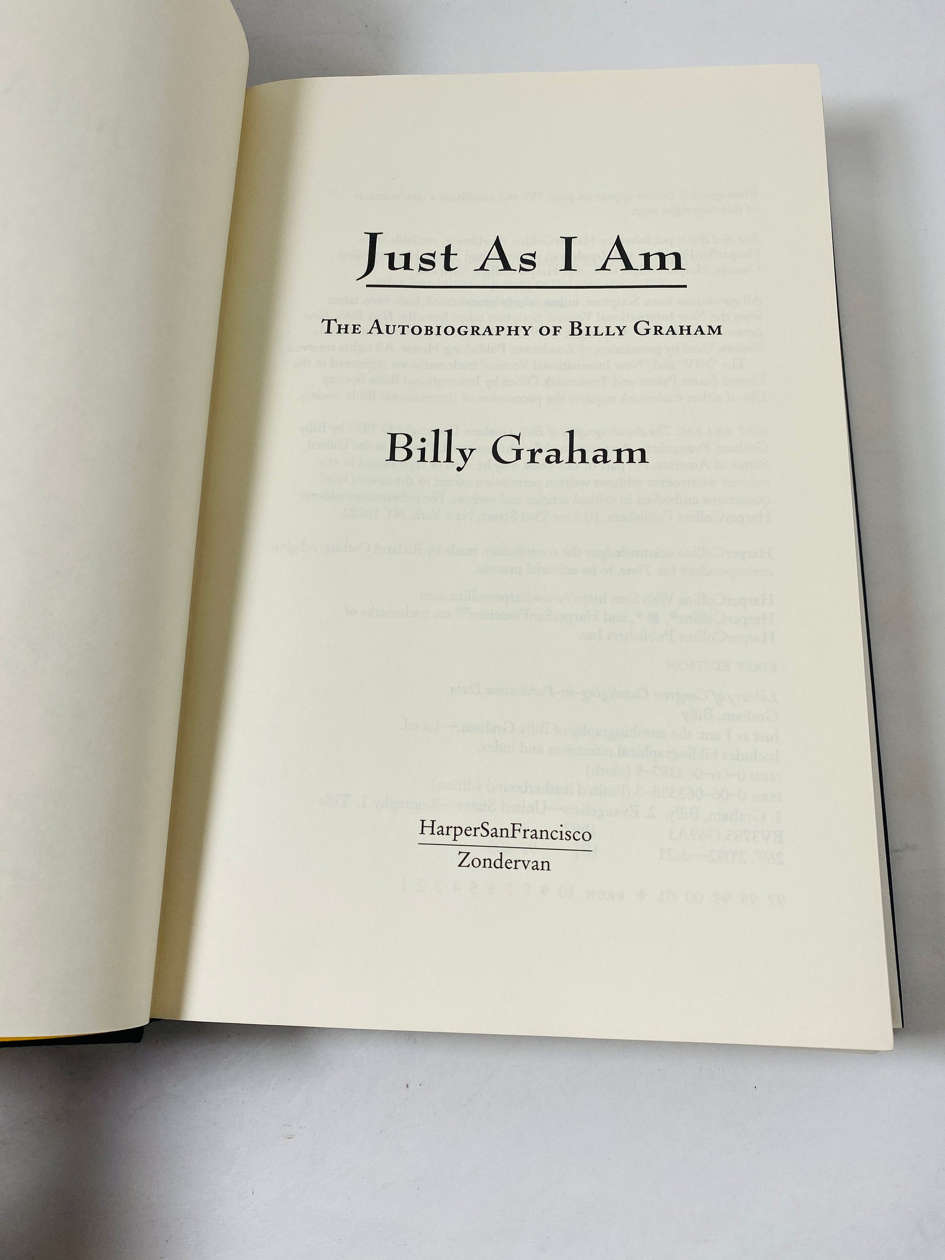 Just As I Am Autobiography of Billy Graham FIRST EDITION vintage book circa 1997 Christian Pastoral reflections