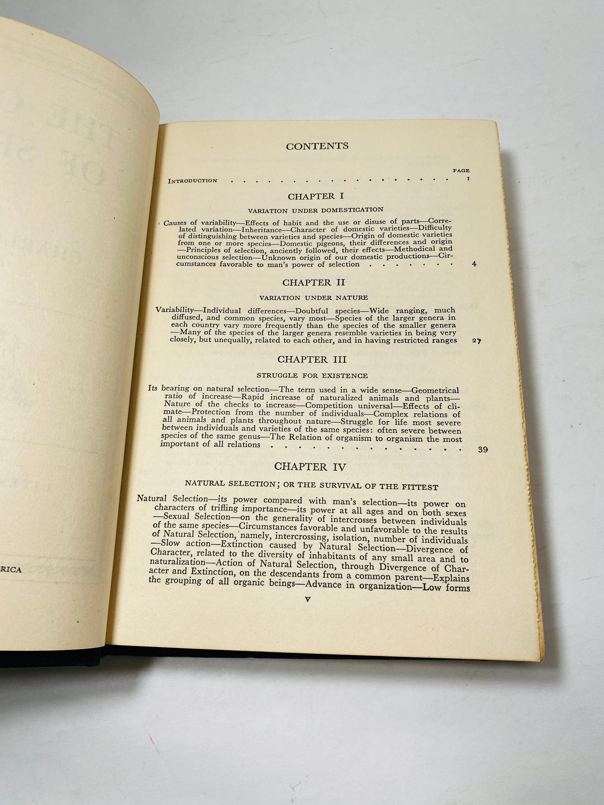 Origin of Species vintage book by Charles Darwin Black and silver decor circa 1945